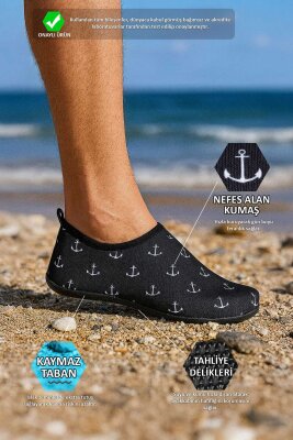 Black Anchor Çapalı Kaymaz Tabanlı Esnek Hafif Dayanıklı Erkek Havuz Plaj Deniz Ayakkabısı - 2