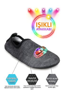 Işıklı Araba Figürlü Kaymaz Tabanlı Esnek Hafif Dayanıklı Çocuk Havuz Plaj Deniz Ayakkabısı - 3