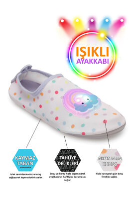 Işıklı Cloud Bulut Figürlü Kaymaz Tabanlı Esnek Hafif Dayanıklı Çocuk Havuz Plaj Deniz Ayakkabısı - 2