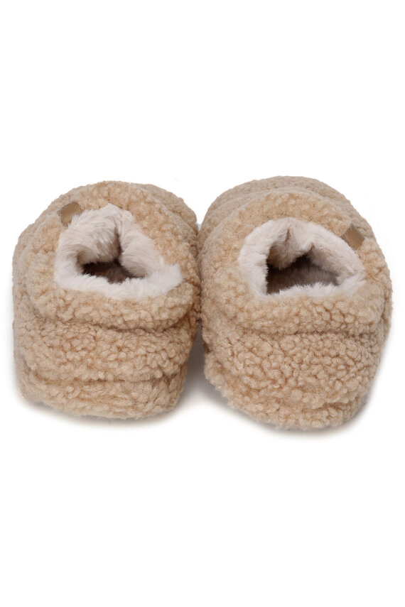 Teddy Kumaş Yumuşak Tüylü Esnek Hafif Dayanıklı Camel Rengi Kadın Peluş Ev Ayakkabısı - 4