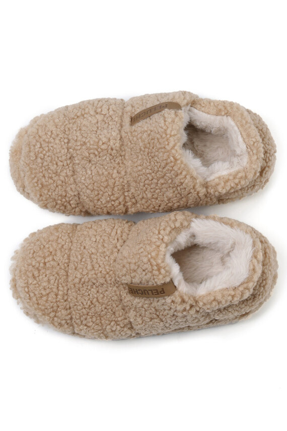 Teddy Kumaş Yumuşak Tüylü Esnek Hafif Dayanıklı Camel Rengi Kadın Peluş Ev Ayakkabısı - 6