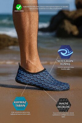 Wave Kaymaz Tabanlı Esnek Hafif Dayanıklı Erkek Havuz Plaj Deniz Ayakkabısı - 2